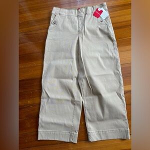 Spanx Stretch Twill Cropped Pants, bone, size Petite large.